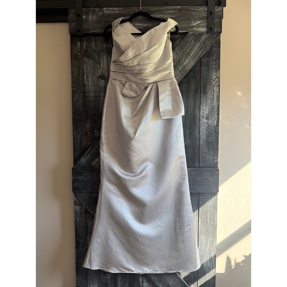 TS couture Elegant Silver Satin Floor Length Formal Dress